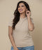 Beige Base Basic Crewneck T-Shirt